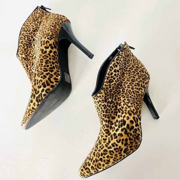 CARLOS SANTANA Black Animal Leopard Print Stiletto Heel Ankle Boot Booties 9.5 - Picture 3 of 11
